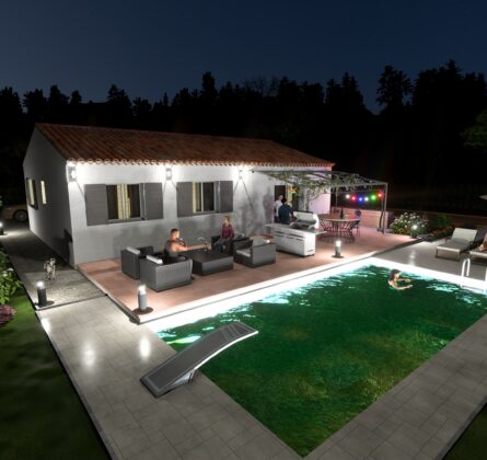 Saint-Victor-la-Coste – Terrain de 400 m² avec projet de villa de plain-pied de 70 m² – 2 chambres - constrcuteur de maison - Villas la Provençale