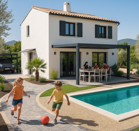 TERRAIN EN COLLINE VIABILISE AVEC VUE SUR LA VILLE - constrcuteur de maison - Villas la Provençale