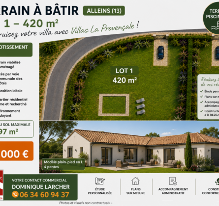 TERRAIN « viabilisé » prêt à construire - constrcuteur de maison - Villas la Provençale