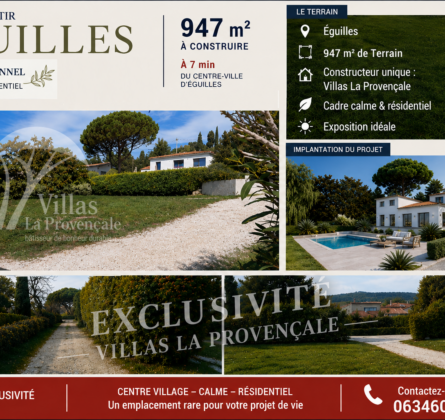TERRAIN DE PRESTIGE – En Exclusivité- « Aux portes d&rsquo;AIX » vue dégagée - constrcuteur de maison - Villas la Provençale