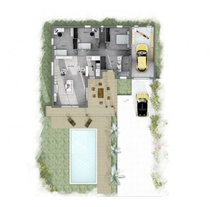 Maison moderne 90m² + Garage 23m² sur Terrain de 555m² - constrcuteur de maison - Villas la Provençale