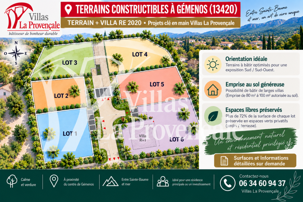 Projet Terrain + Maison Neuve RE2020 – Calme absolu – GÉMENOS (13420)