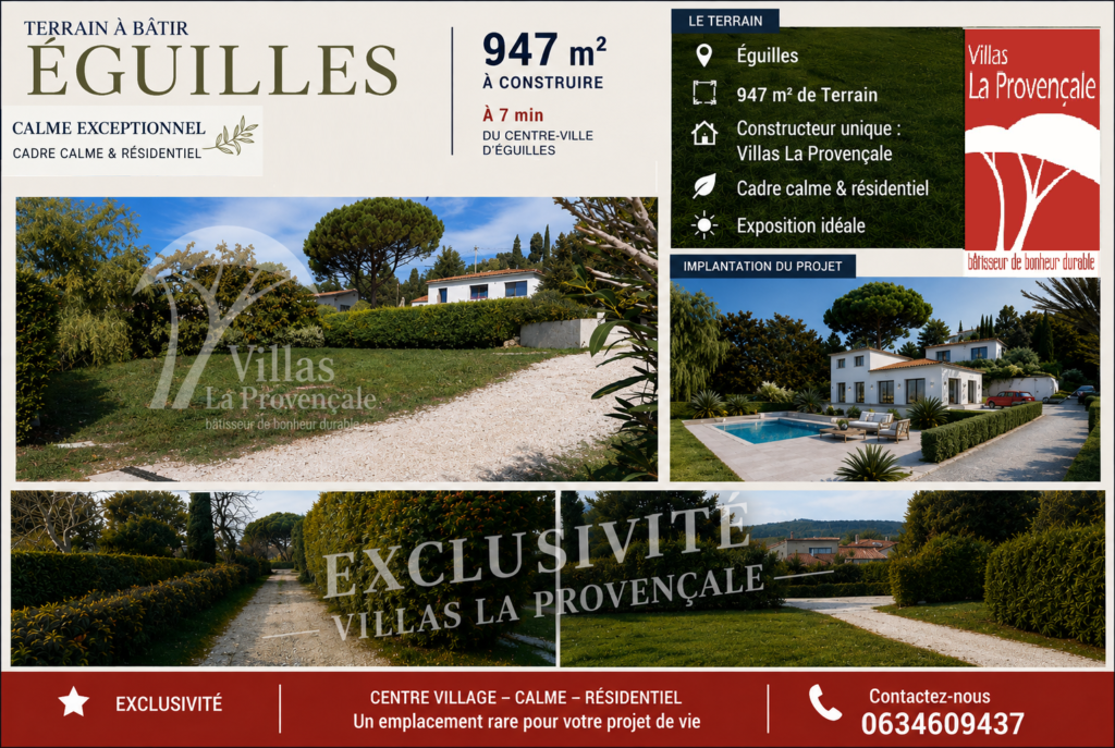 TERRAIN DE PRESTIGE – En Exclusivité- « Aux portes d&rsquo;AIX » vue dégagée